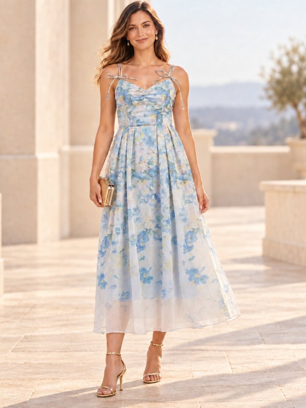 En Saison Blue Floral Midi Dress Size M NWT Garden Party